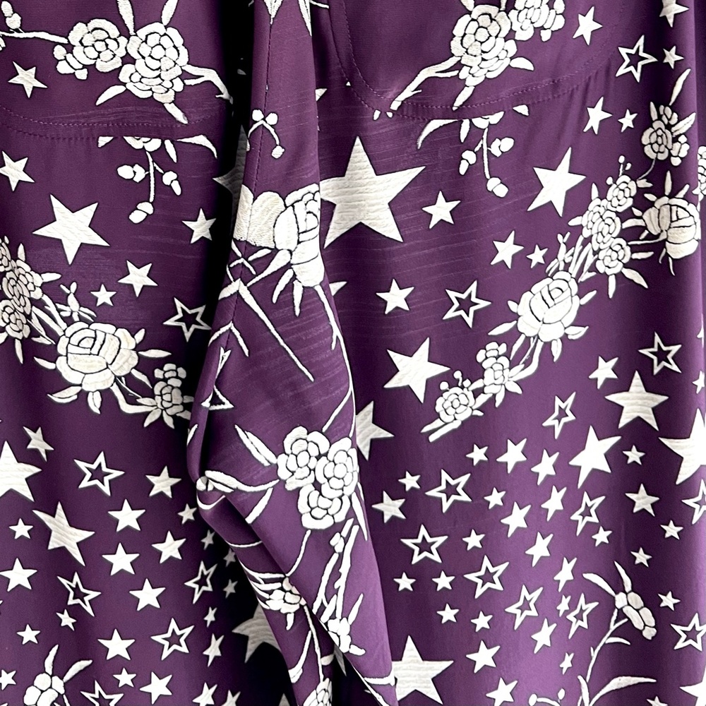 ROBERTO CAVALLI Stars, Birds and Flowers Print Silk Palazzo Pants - 38/S - Picture 15 of 15